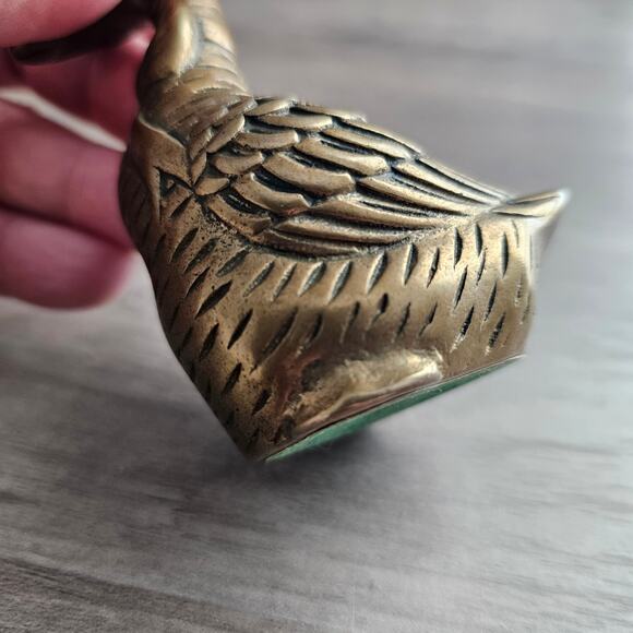 Vintage Solid Brass Duck Figurine Collectible Goose Home Decor Bird Mid Century - Picture 6 of 11